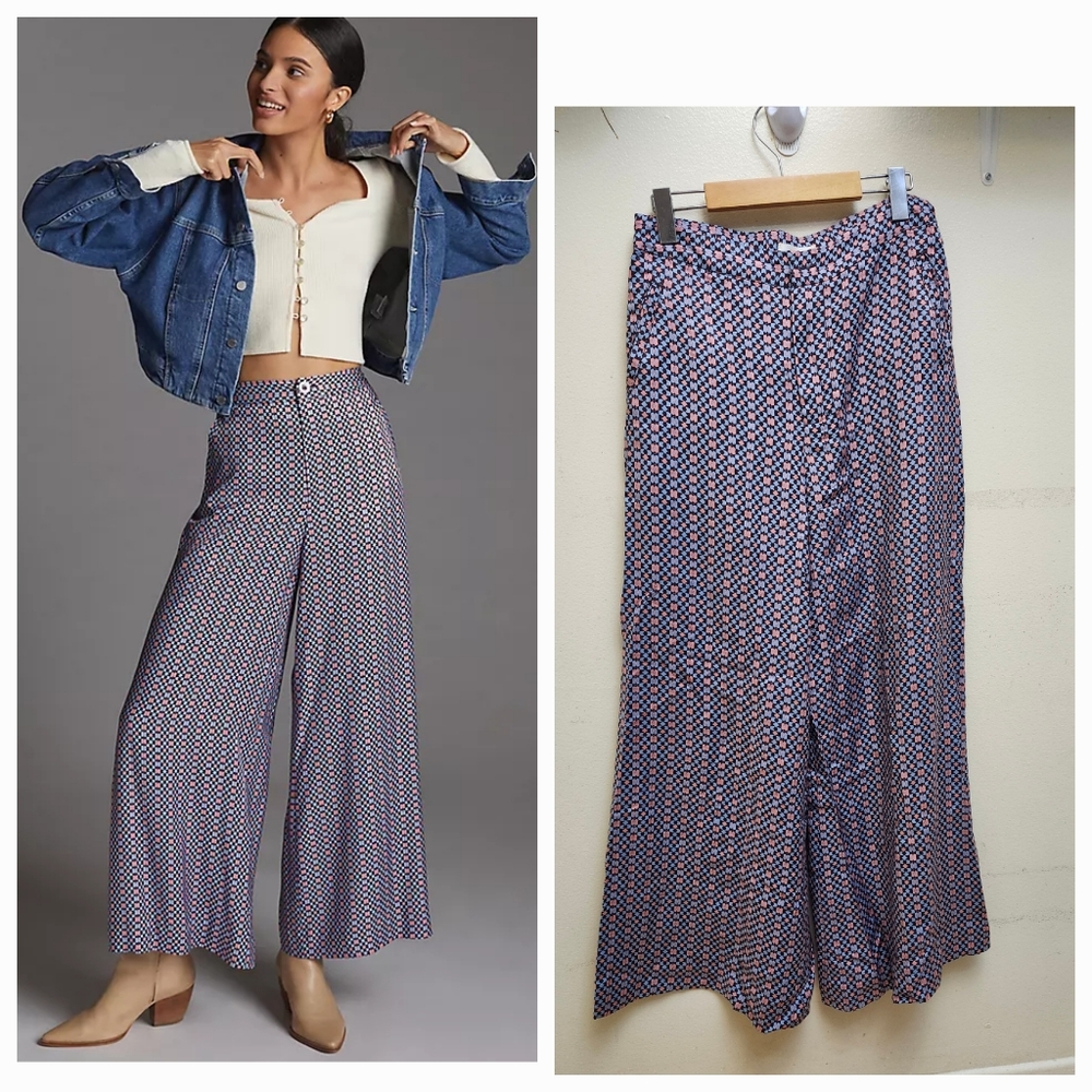 Anthropologie Maeve Palazzo Pants, Wide Legs, High Rise, 4 Pockets, Size 6
